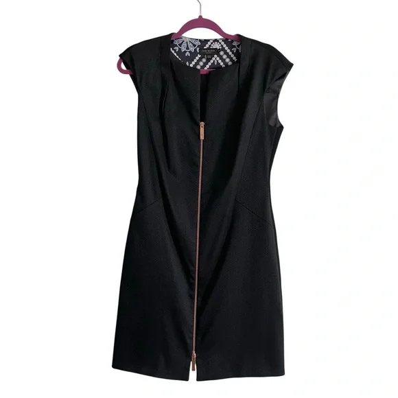 Ted Baker London Black Sleeveless V-Neck Sheath Dress Size 2 - Picture 9 of 12